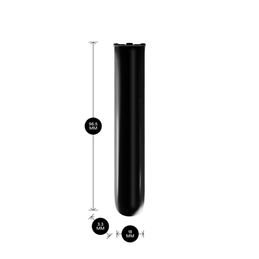 Ploom AURA Jet Black Front Panel shown with product dimensions: 9.65cm height x 3.30 cm width and 1.80 cm depth