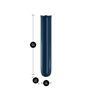 Ploom AURA Navy Blue Front Panel shown with product dimensions: 9.65cm height x 3.30 cm width and 1.80 cm depth