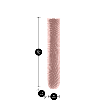 Ploom AURA Rose Gold Augmented Pattern Front Panel shown with product dimensions: 9.65cm height x 3.30 cm width and 1.80 cm depth