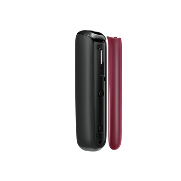Vedere laterală capac frontal Ploom AURA Dark Orchid, detașat de dispozitiv.
