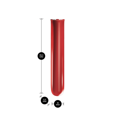 Ploom AURA Lava Red Front Panel shown with product dimensions: 9.65cm height x 3.30 cm width and 1.80 cm depth