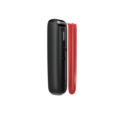 Vedere laterală capac frontal Lava Red Ploom AURA, separat de dispozitiv.