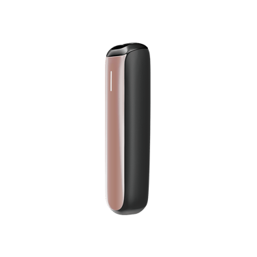 Vedere laterală capac frontal Ploom AURA în culoarea Rose Gold.