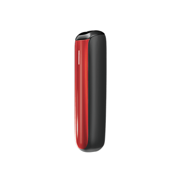 Vedere laterală capac frontal Ploom AURA în culoarea Lava Red.