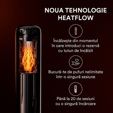Ploom AURA Lunar Silver dispune de tehnologia Smart Heatflow

